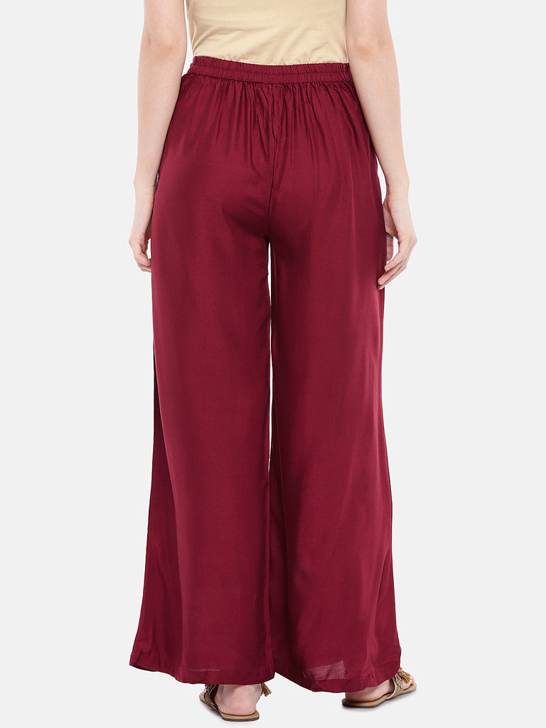 Core Women Flared Maroon Pallazzo