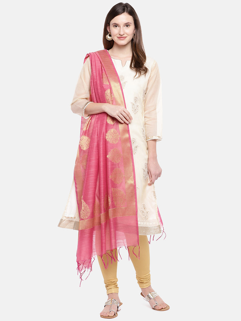 Women Peach Banaras Dupatta