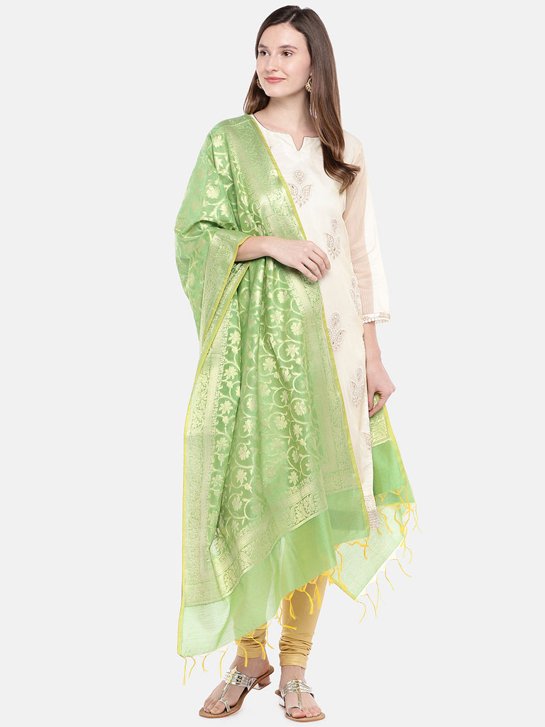 Women Green Banaras Dupatta