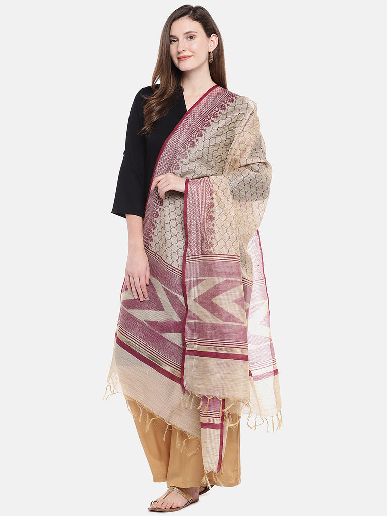 Women Maroon Banaras Dupatta