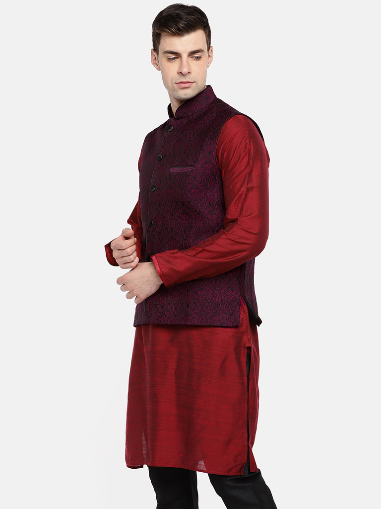 Men Jacket Sleeveless Maroon Jackets