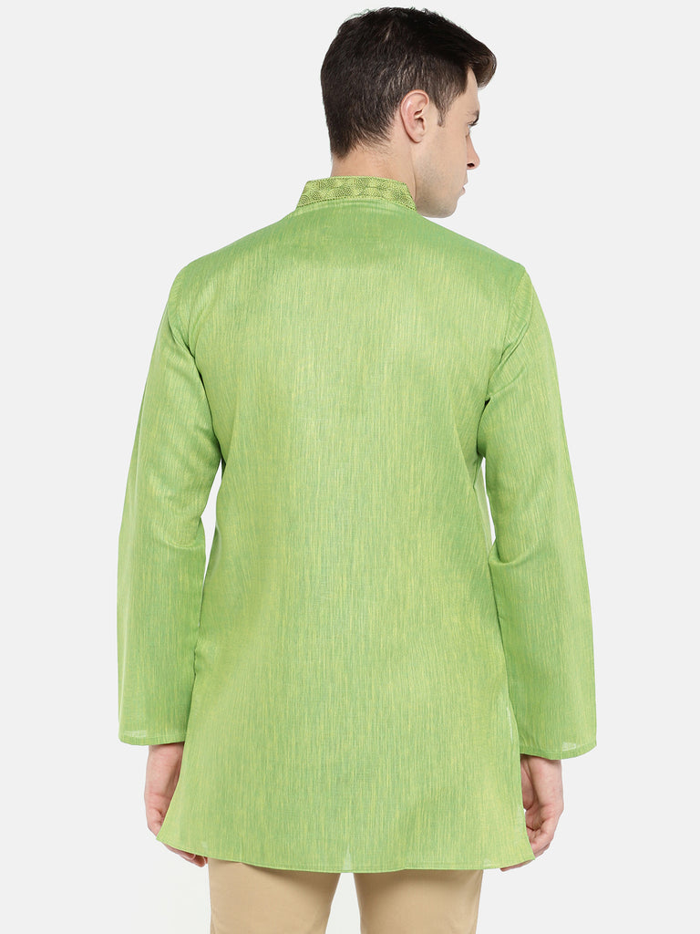 Men Straight Full Sleeve Green Kurta