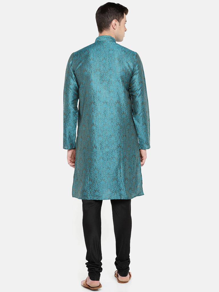 Occassion Men Straight Full Sleeve Turquoise Kurta