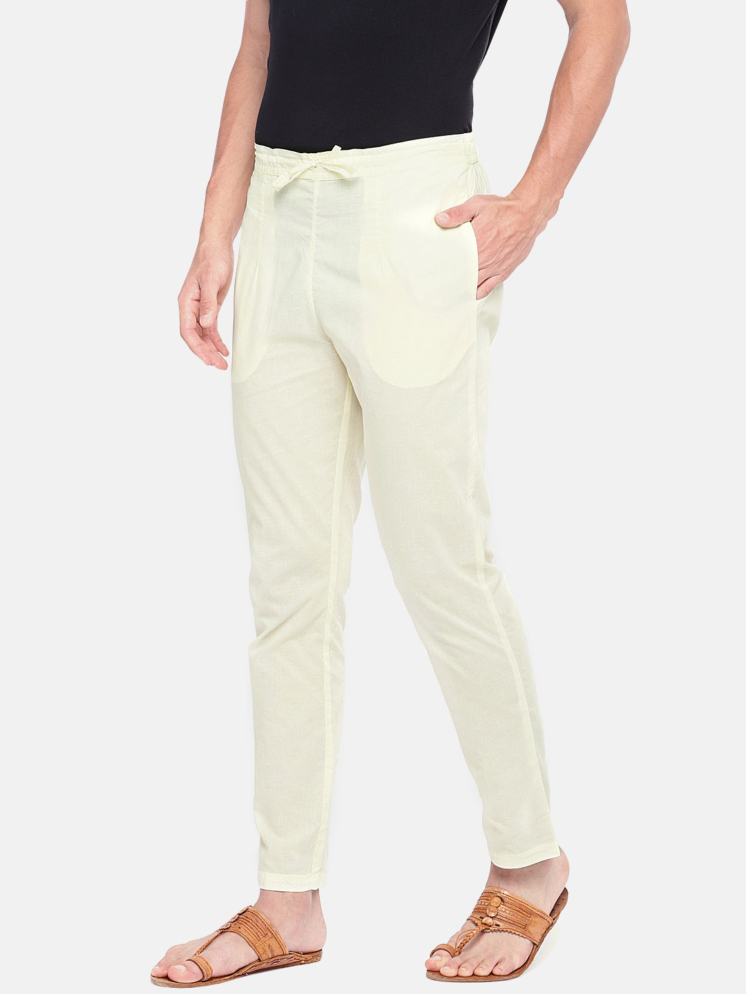 Men's Off White Cambric  Pyjama