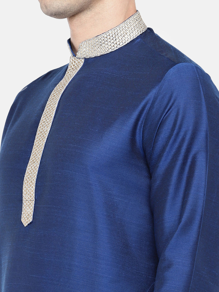 Occassion Men Straight Full Sleeve Royal Blue Kurta