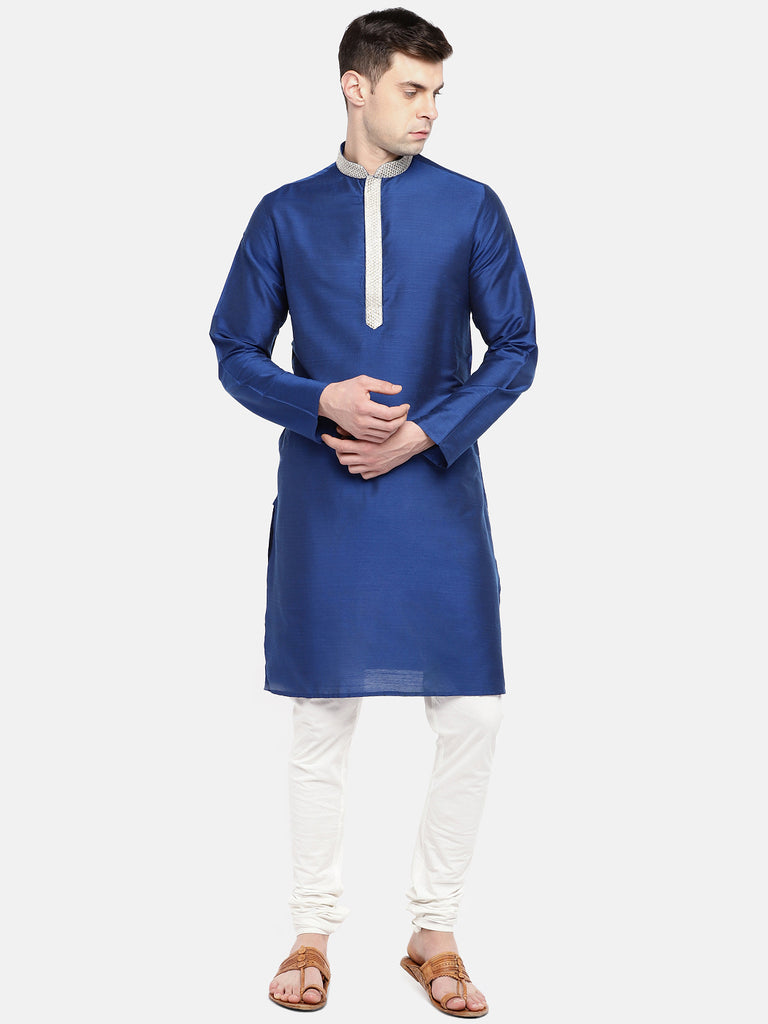 Occassion Men Straight Full Sleeve Royal Blue Kurta