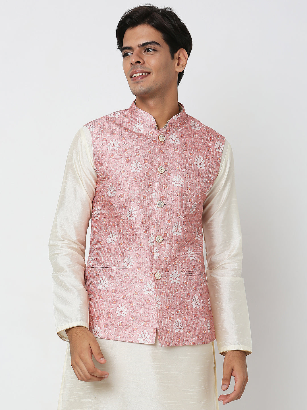 Men's Pink Polyester Floral Jackets