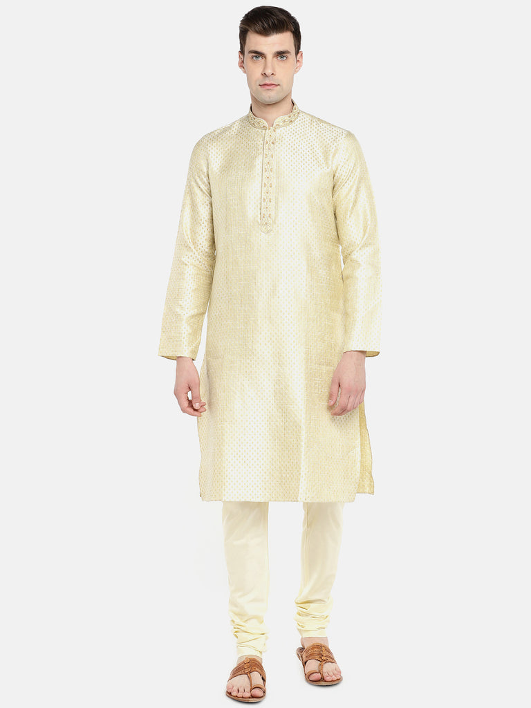 OccassionMen Straight Full Sleeve Beige Kp Set
