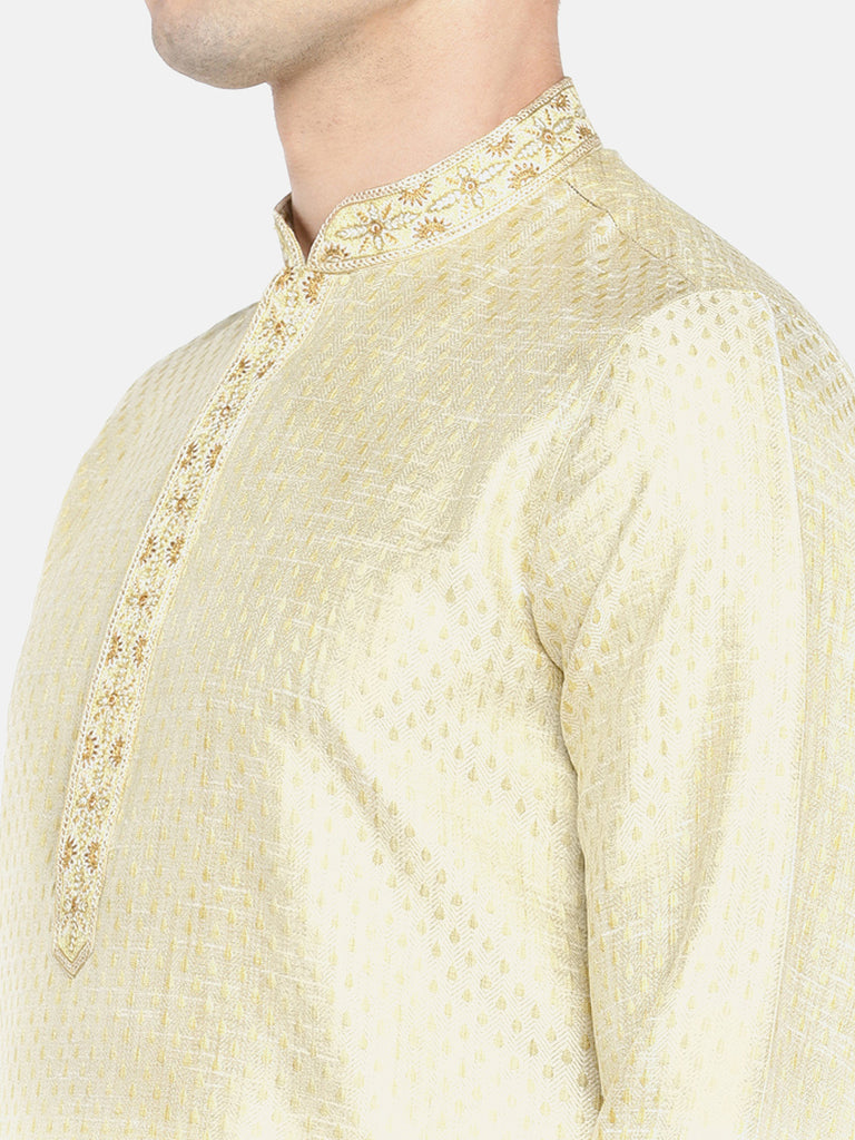 OccassionMen Straight Full Sleeve Beige Kp Set