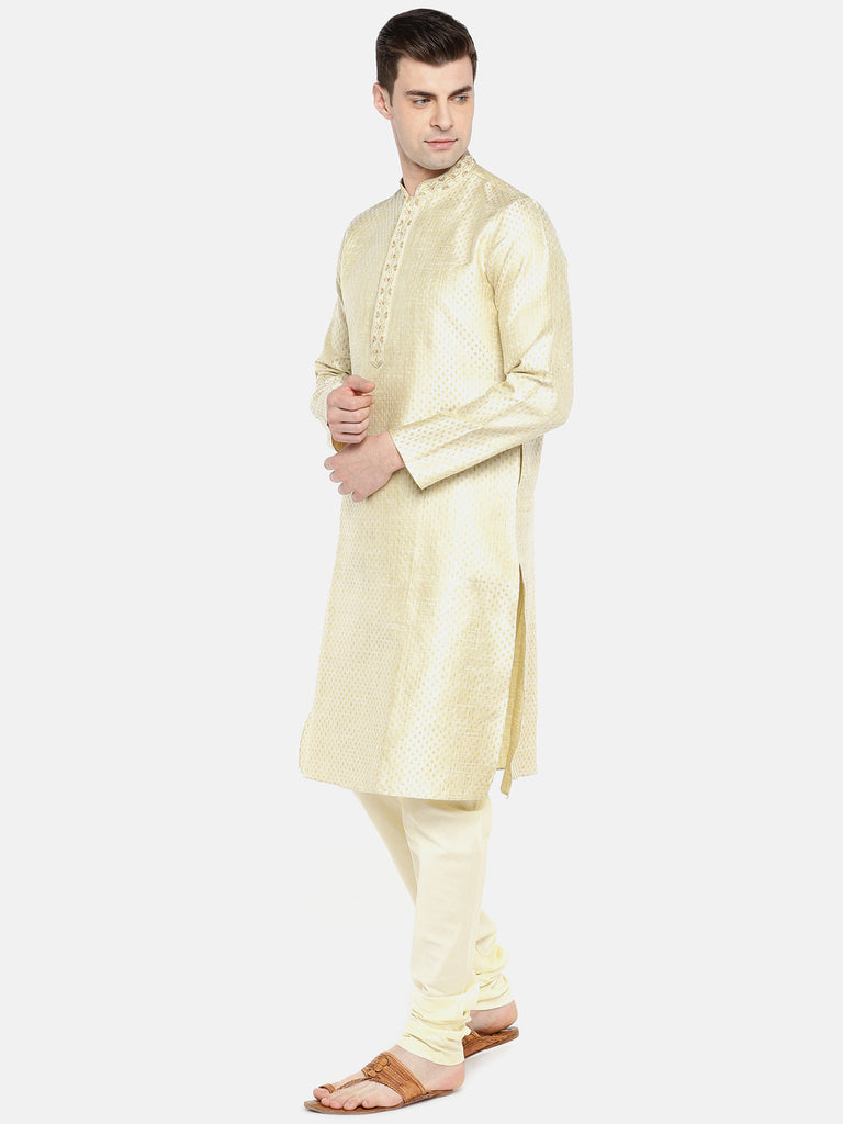 OccassionMen Straight Full Sleeve Beige Kp Set