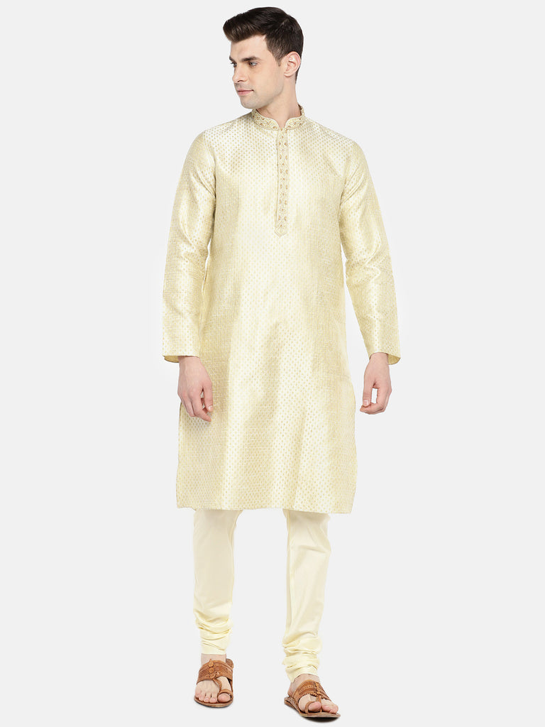 OccassionMen Straight Full Sleeve Beige Kp Set