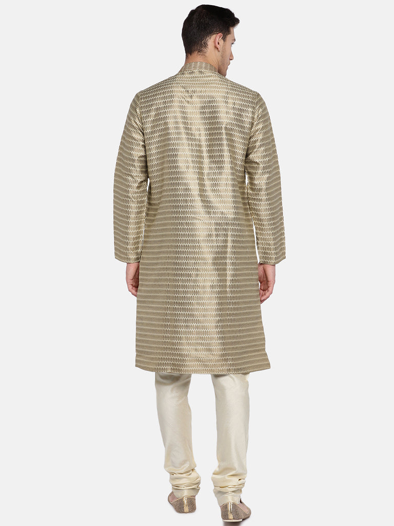 OccassionMen Straight Full Sleeve Beige Kp Set