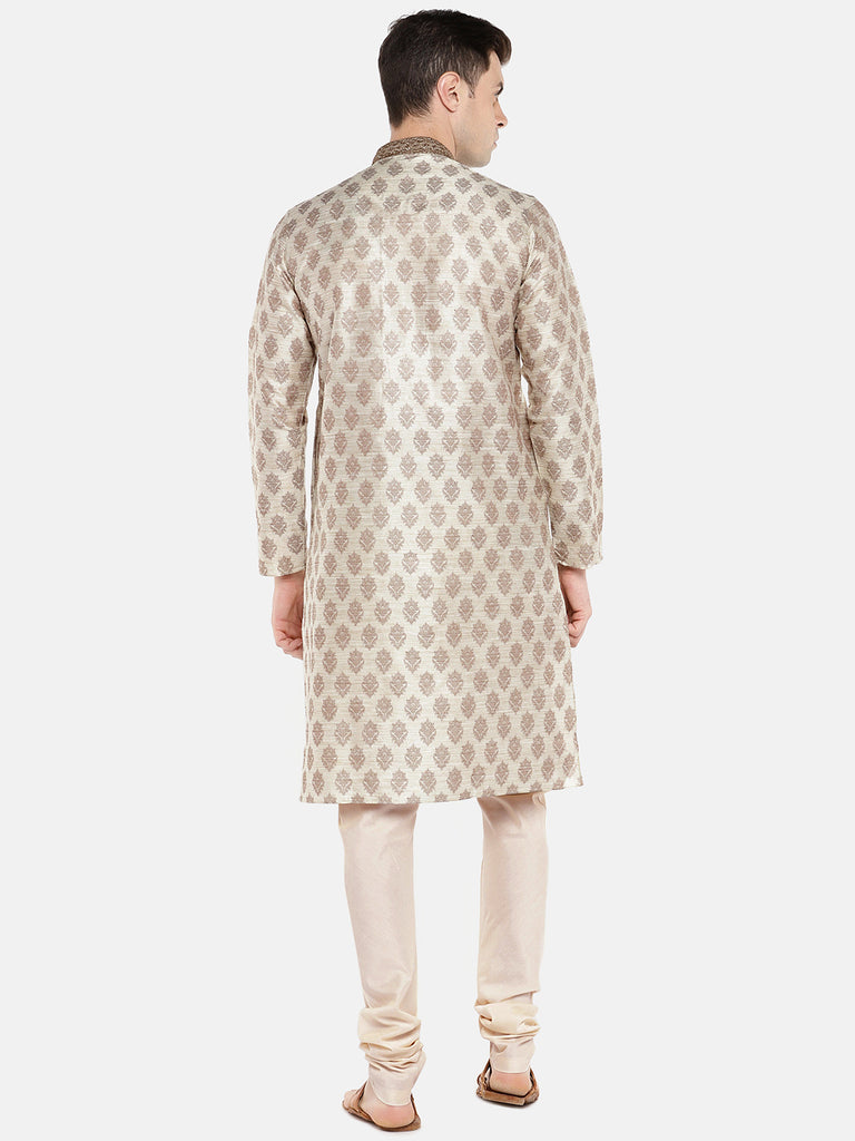 OccassionMen Straight Full Sleeve Beige Kp Set