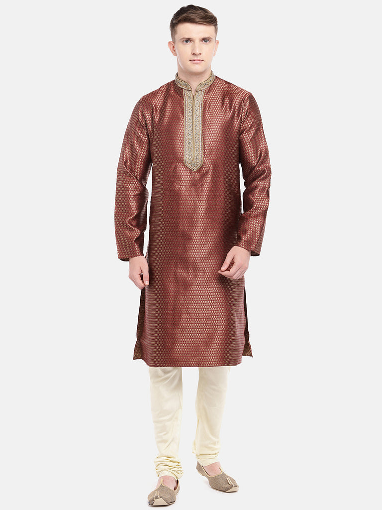 Occassion Men Straight Full Sleeve Maroon Kp Set