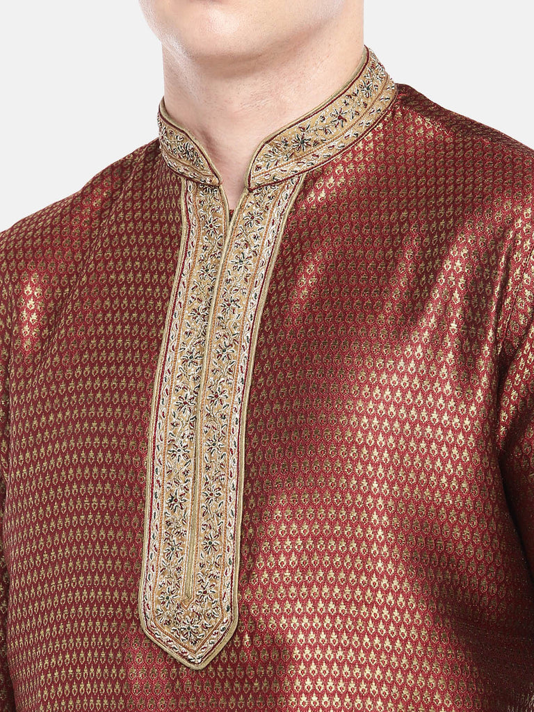 Occassion Men Straight Full Sleeve Maroon Kp Set