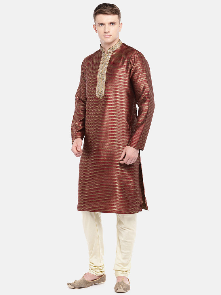 Occassion Men Straight Full Sleeve Maroon Kp Set