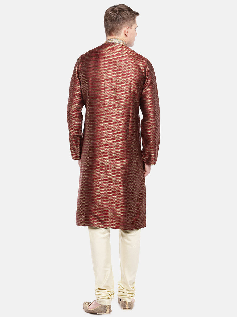 Occassion Men Straight Full Sleeve Maroon Kp Set