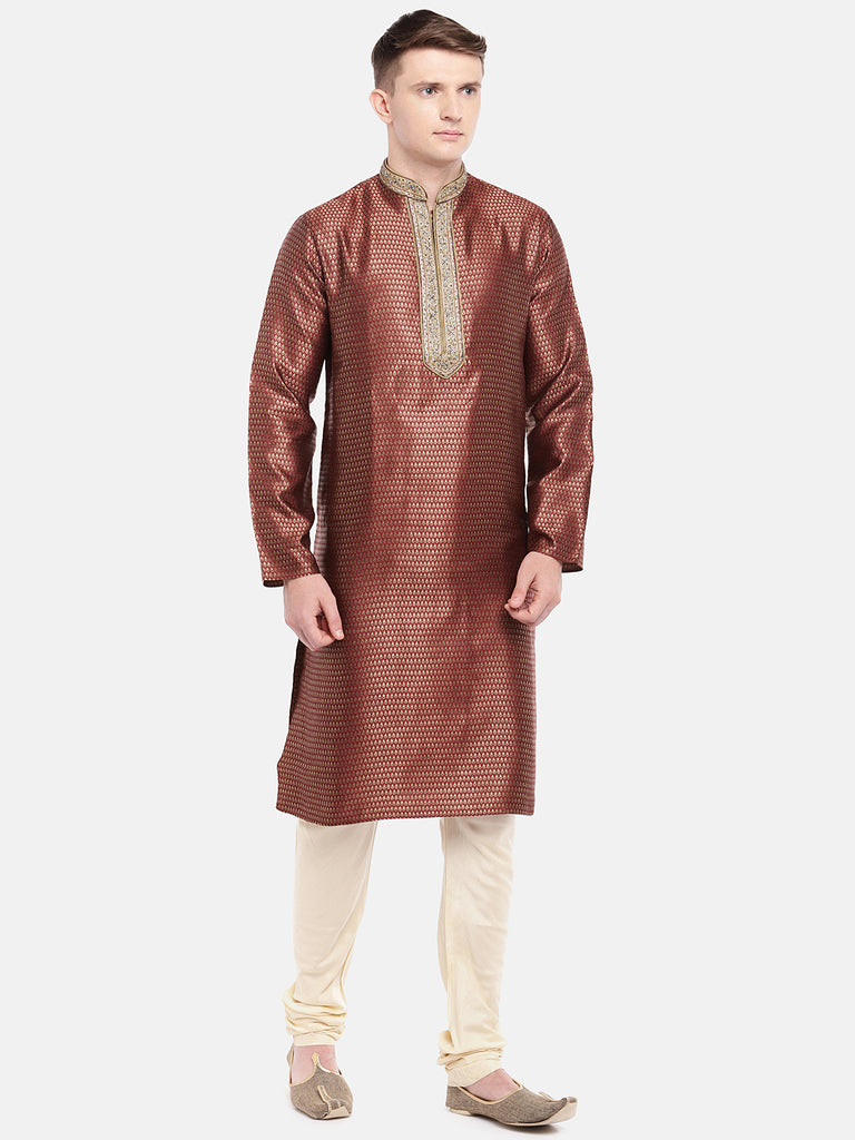 Occassion Men Straight Full Sleeve Maroon Kp Set