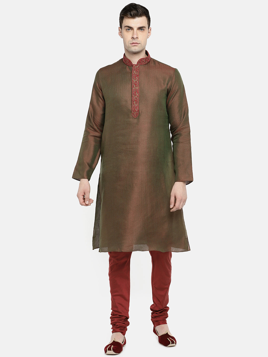 Men Straight Full Sleeve Green Kp Set