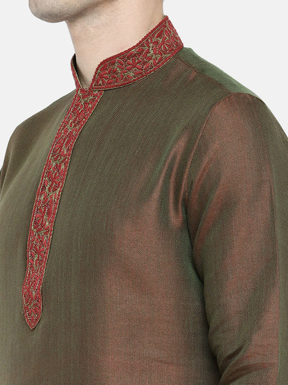 Men Straight Full Sleeve Green Kp Set
