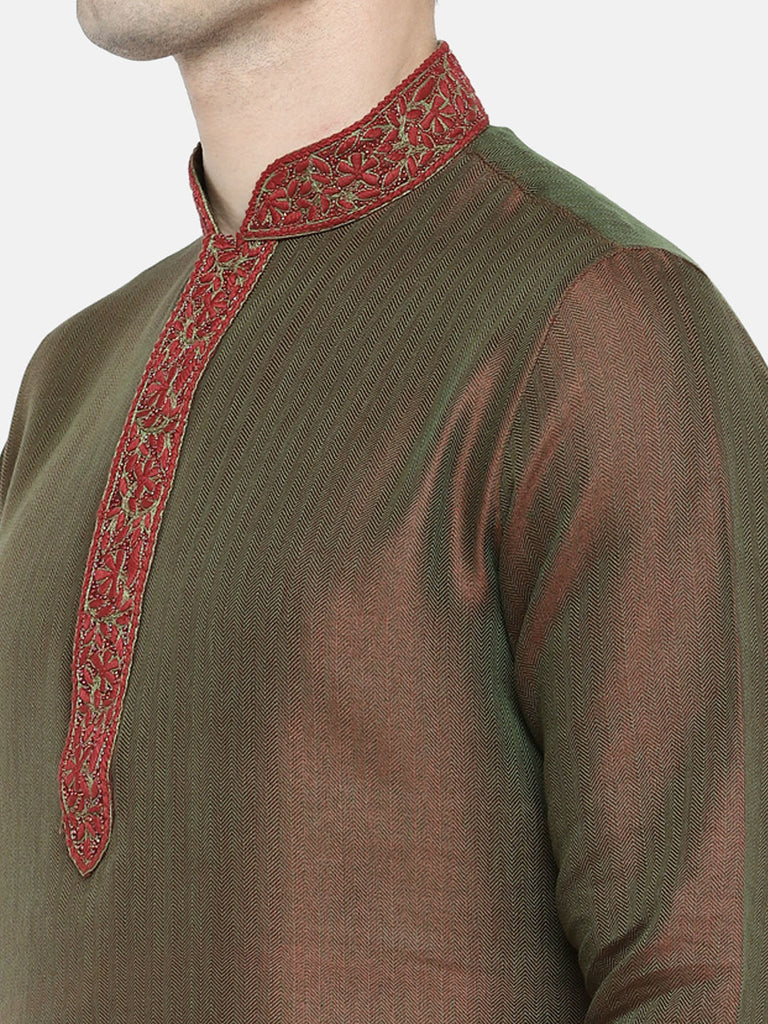Men Straight Full Sleeve Green Kp Set