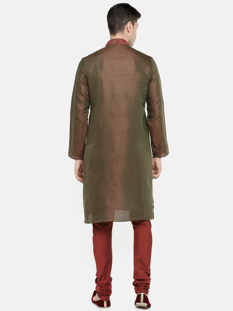 Men Straight Full Sleeve Green Kp Set