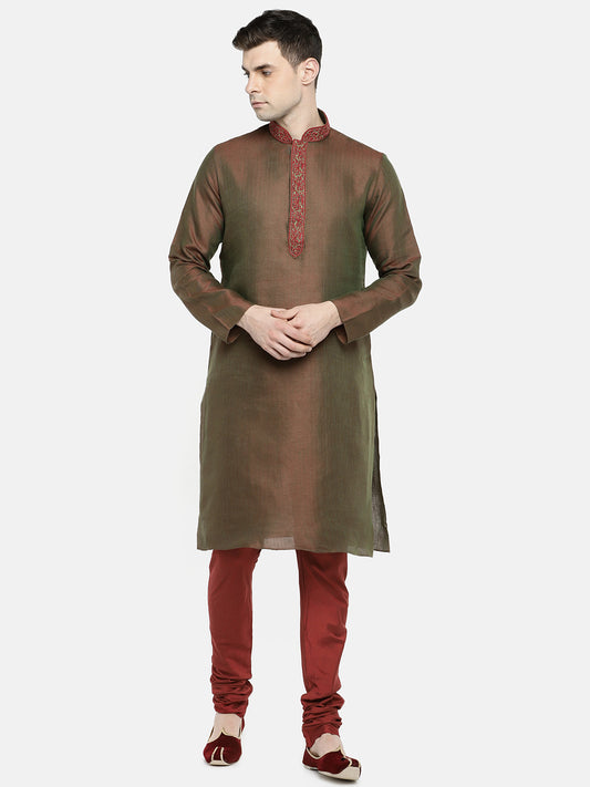 Men Straight Full Sleeve Green Kp Set