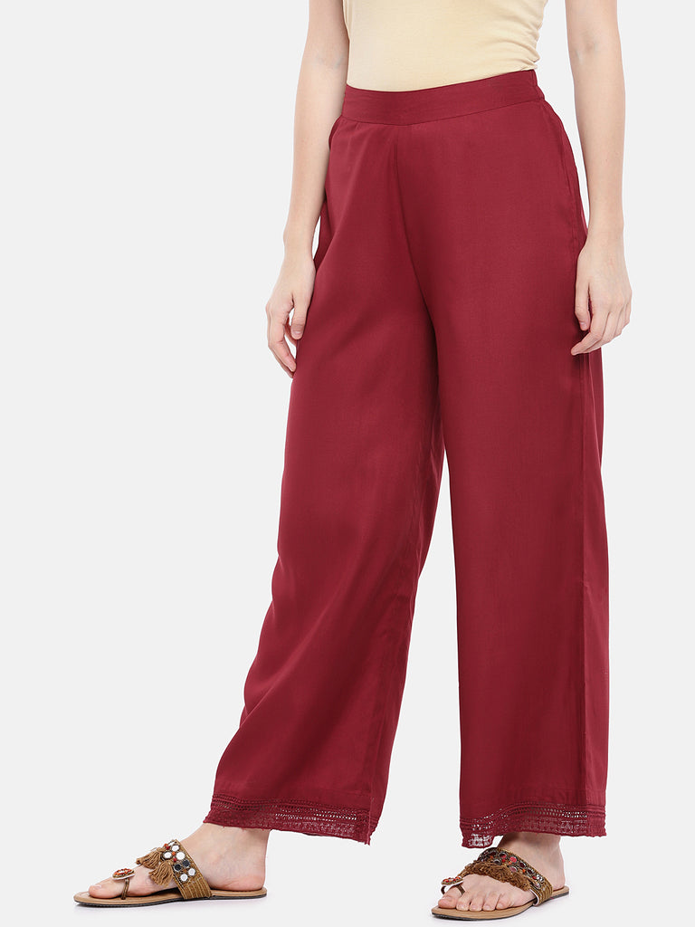 Women Pallazzo Maroon Pallazzo