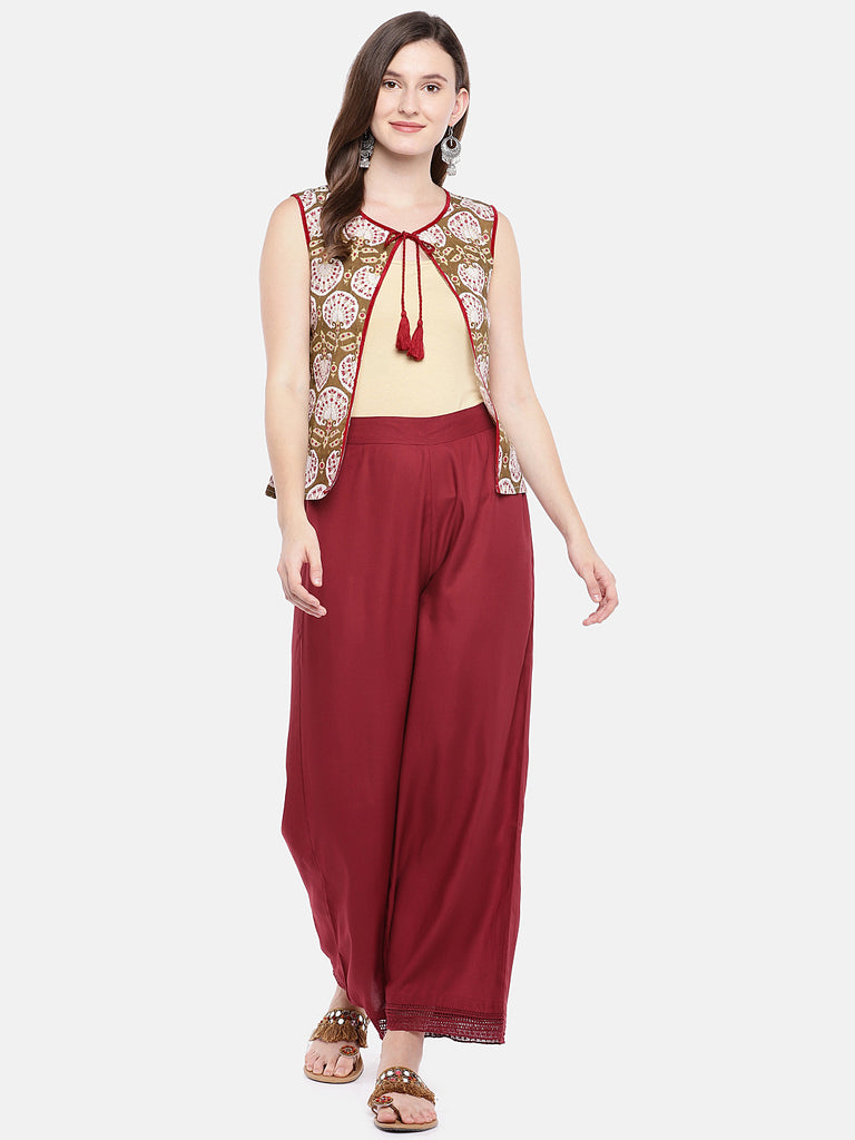 Women Pallazzo Maroon Pallazzo