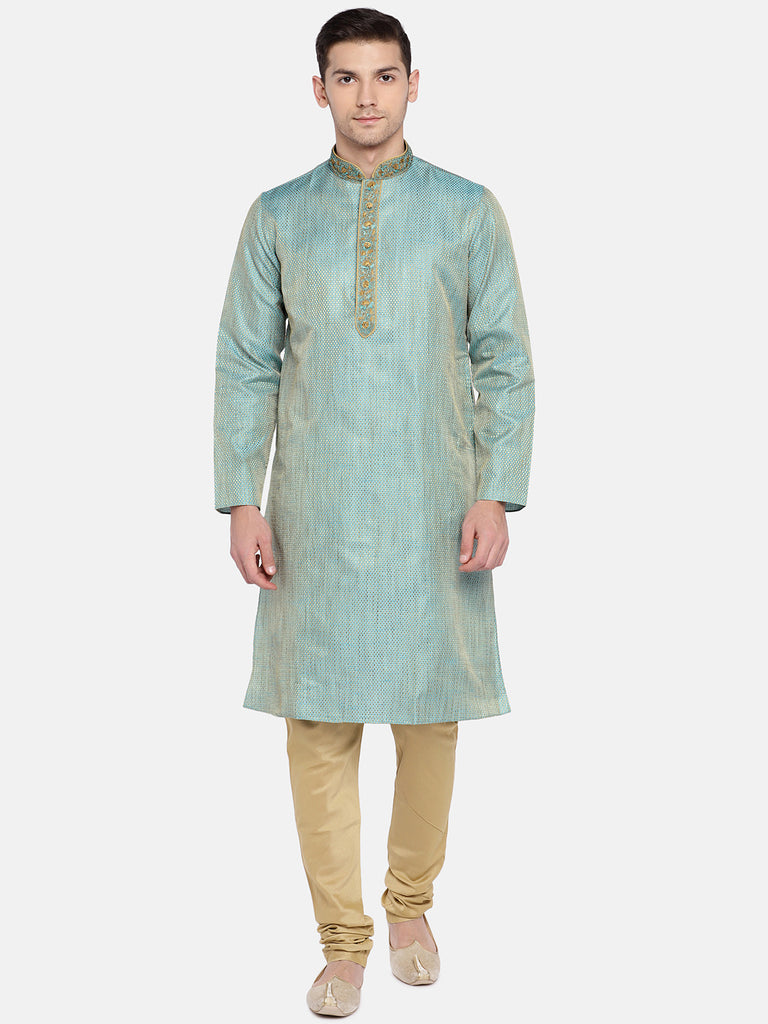 Men Straight Full Sleeve Teal Kp Set