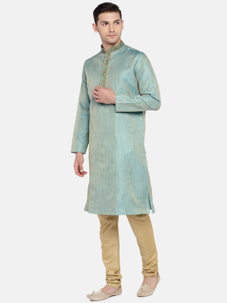 Men Straight Full Sleeve Teal Kp Set