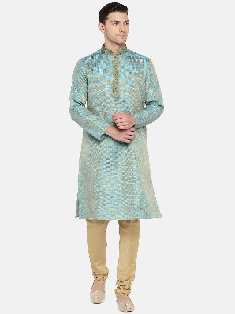 Men Straight Full Sleeve Teal Kp Set