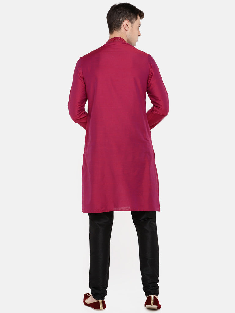 Occassion Men Straight Full Sleeve Maroon Kurta
