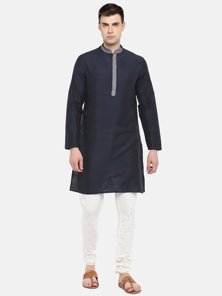 Occassion Men Straight Full Sleeve Navy Kurta