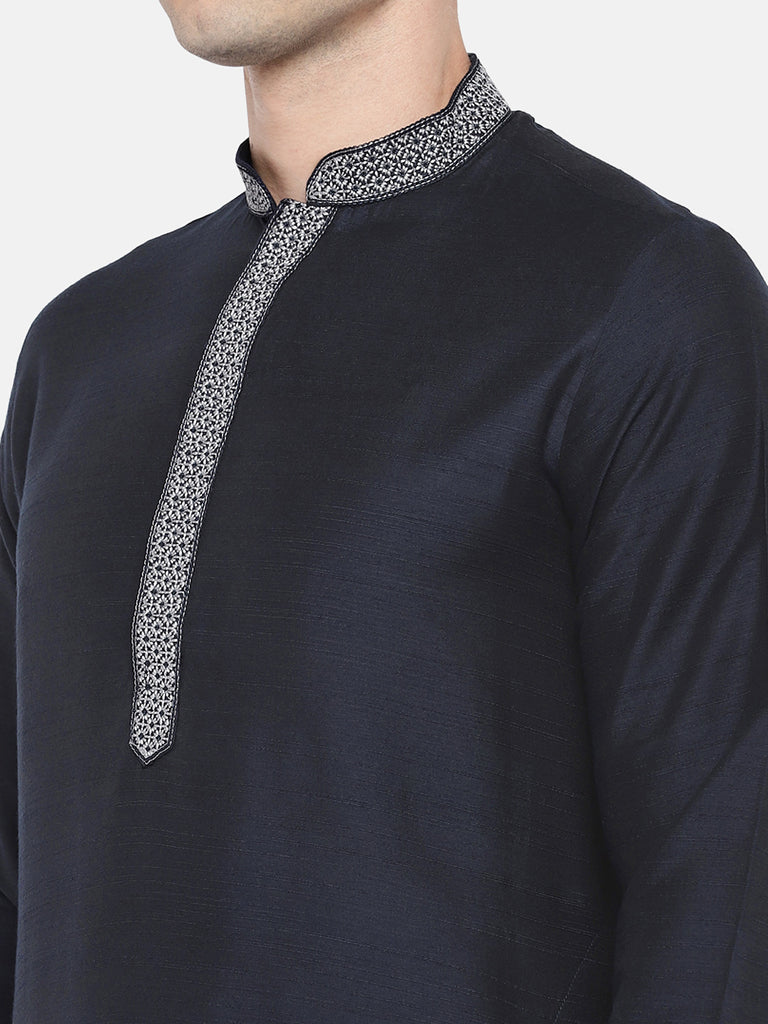 Occassion Men Straight Full Sleeve Navy Kurta