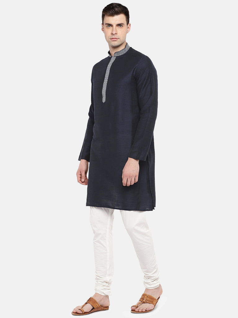 Occassion Men Straight Full Sleeve Navy Kurta