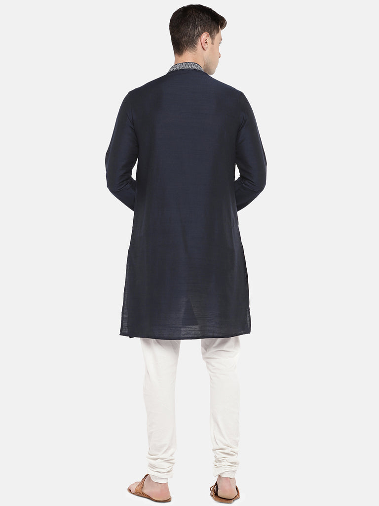 Occassion Men Straight Full Sleeve Navy Kurta