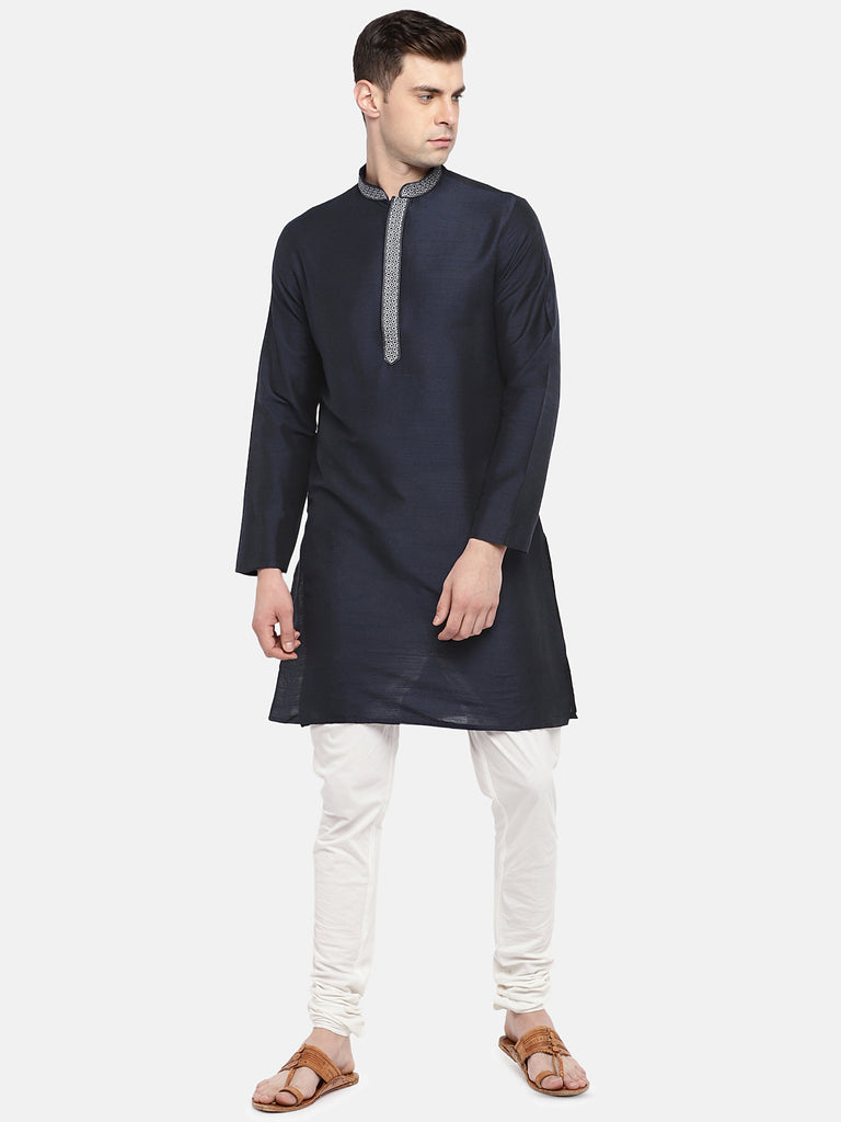 Occassion Men Straight Full Sleeve Navy Kurta