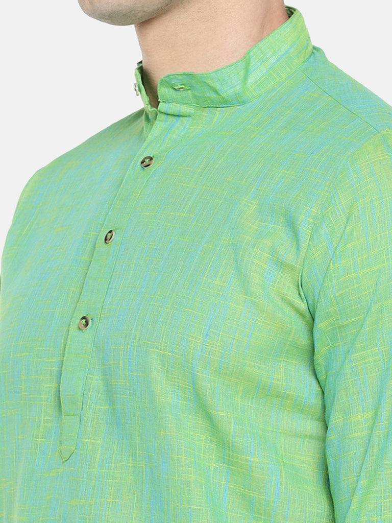 Men Straight Full Sleeve Green Kurta