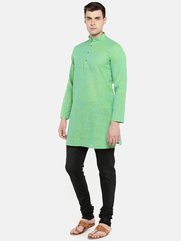 Men Straight Full Sleeve Green Kurta