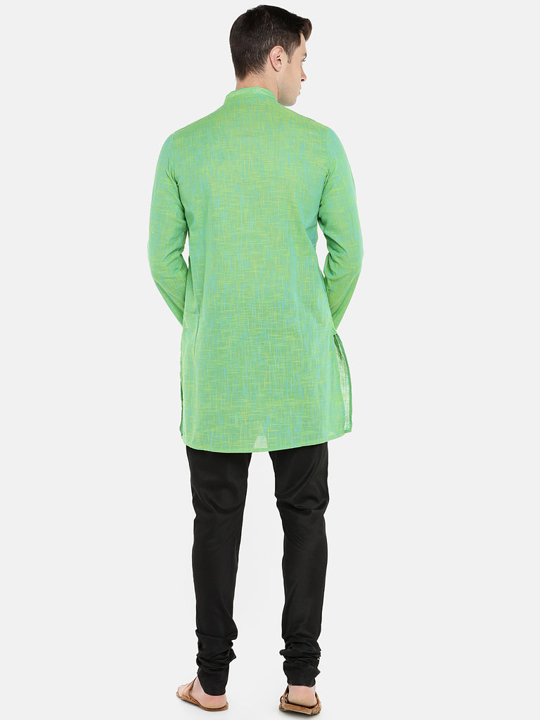 Men Straight Full Sleeve Green Kurta