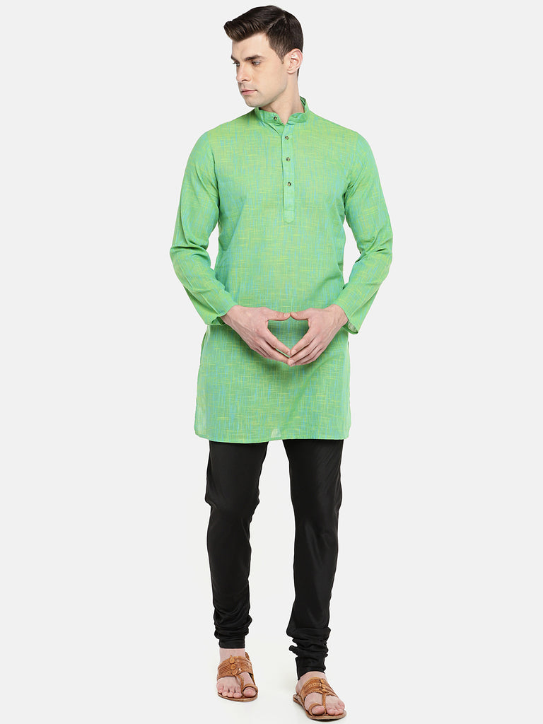 Men Straight Full Sleeve Green Kurta