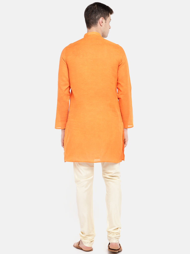 Men Straight Full Sleeve Yellow Kurta