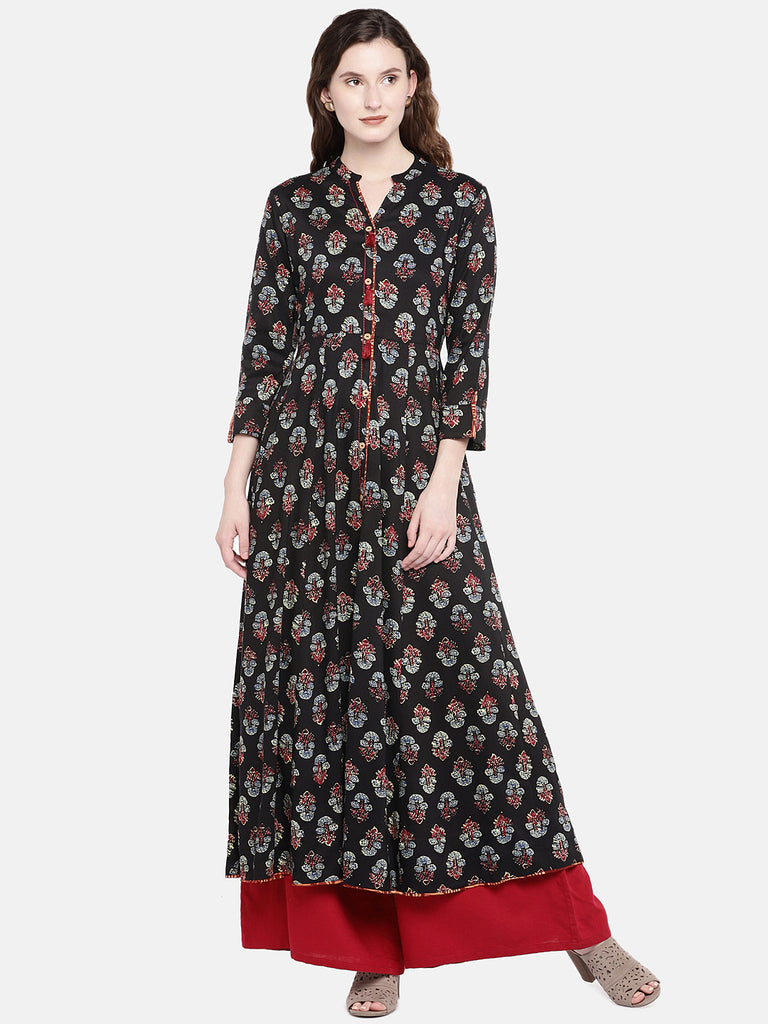 Women Twin Kurta Three-Fourth Black Kurta