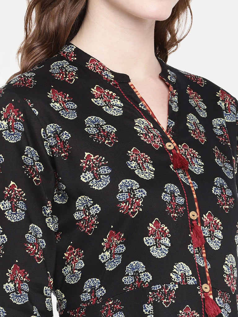 Women Twin Kurta Three-Fourth Black Kurta