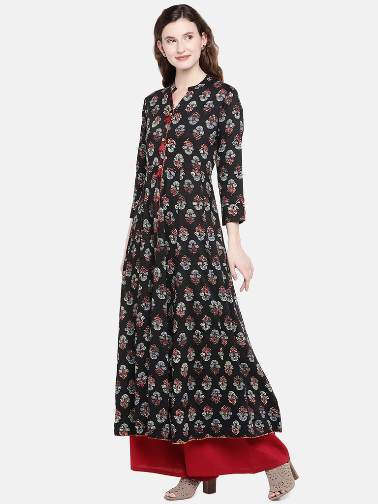 Women Twin Kurta Three-Fourth Black Kurta