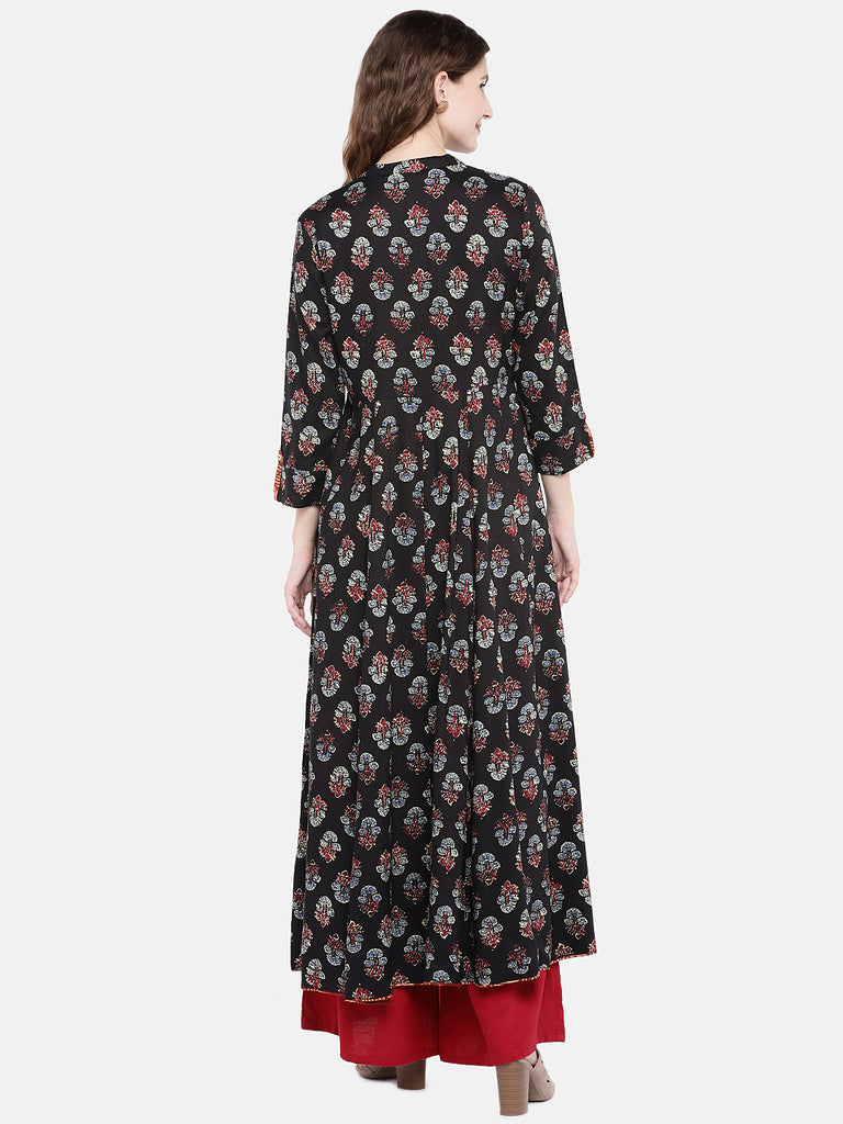 Women Twin Kurta Three-Fourth Black Kurta
