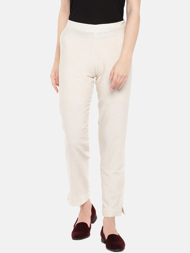 Women Pant Ecru Pants