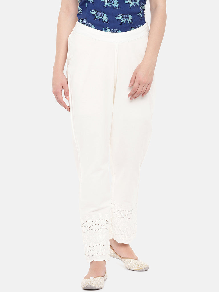 Women Straight Off White Pants