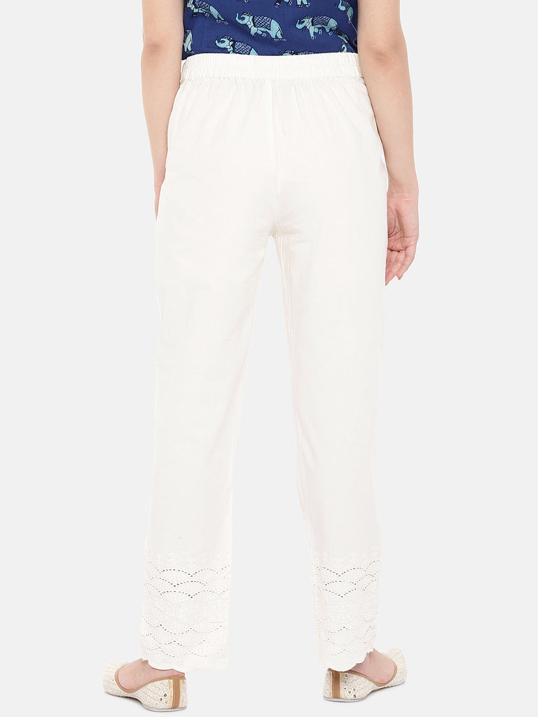 Women Straight Off White Pants
